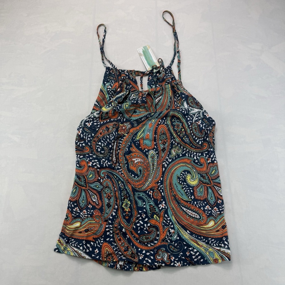 Santiki Women's Paisley Halter Top Small Boho Keyhole Rayon Sleeveless NWT